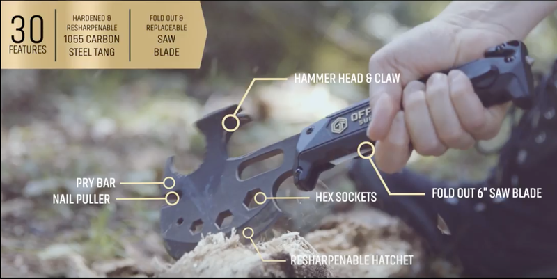 Hacha de supervivencia Off Grid Tools | $60 | AmazonCaptura de imagen: YouTube